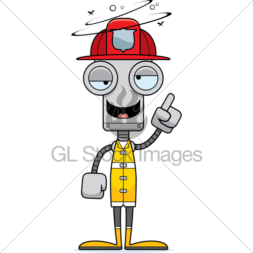500x500 Cartoon Drunk Firefighter Robot Gl Stock Images