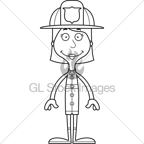 500x500 Cartoon Smiling Firefighter Woman Gl Stock Images