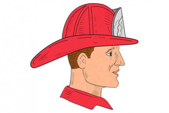 580x387 Fireman Firefighter Vintage Helmet Drawing