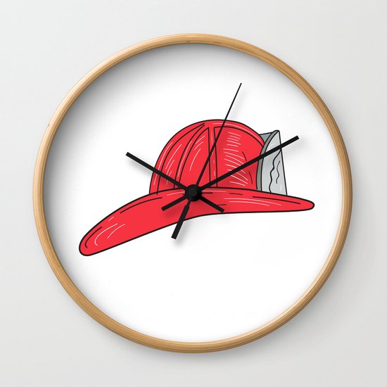 550x550 Vintage Fireman Firefighter Helmet Drawing Wall Clock