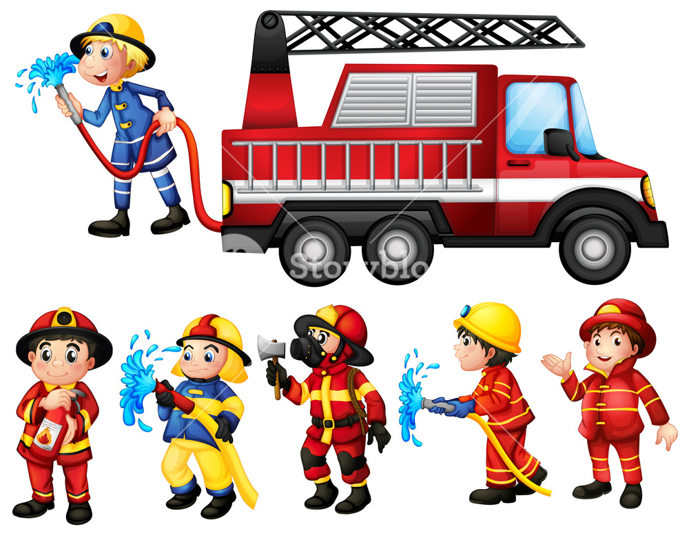 1000x780 Illustration Of A Set Of Firefighters Royalty Free Stock Image