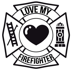 300x297 Love My Firefighter Maltese Cross Vinyl Decal Sticker Window Glass
