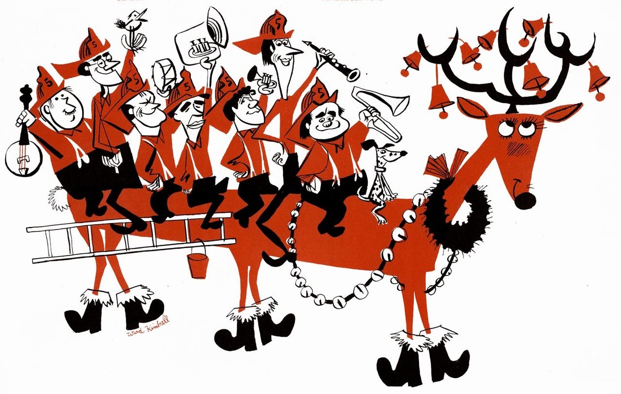 1280x812 ward kimball's christmas drawing of the firehouse five plus two