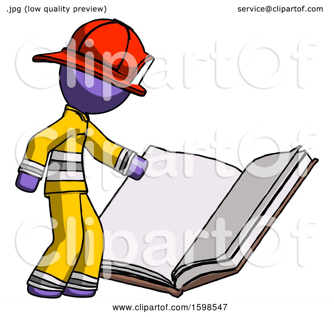 1080x1024 Purple Firefighter Fireman Man Reading Big Book While Standing