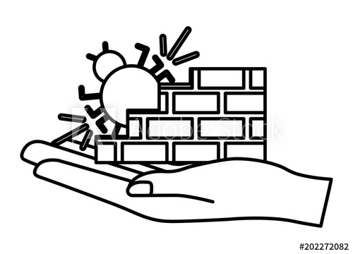 500x360 Hand Holding Firewall Bug Virus Cyber Security Vector Illustration