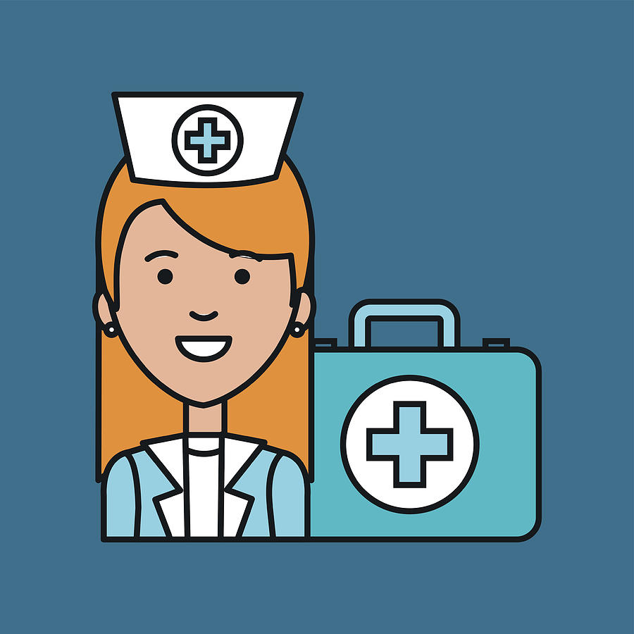 900x900 Nurse Medical Professional With Case First Aid Care Drawing