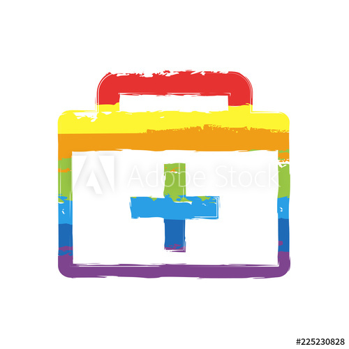 500x500 First Aid Kit, Simple Icon Drawing Sign With Lgbt Style, Seven