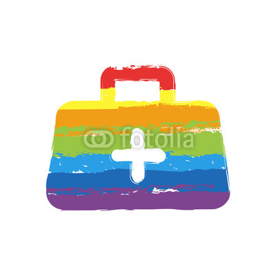 400x400 First Aid Kit, Simple Icon Drawing Sign With Lgbt Style, Seven