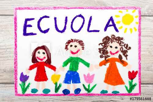 500x334 Photo Of Colorful Drawing Italian Word School And Happy Children