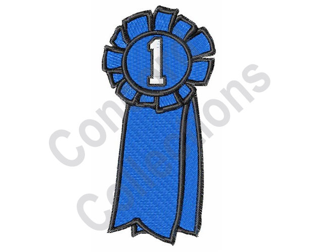 625x500 First Place Machine Embroidery Design Blue Ribbon Etsy