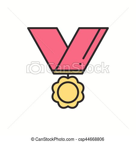 450x470 Gold Medal Award With Ribbon Winner Line Thn First