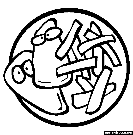 554x564 Fish And Chips Coloring