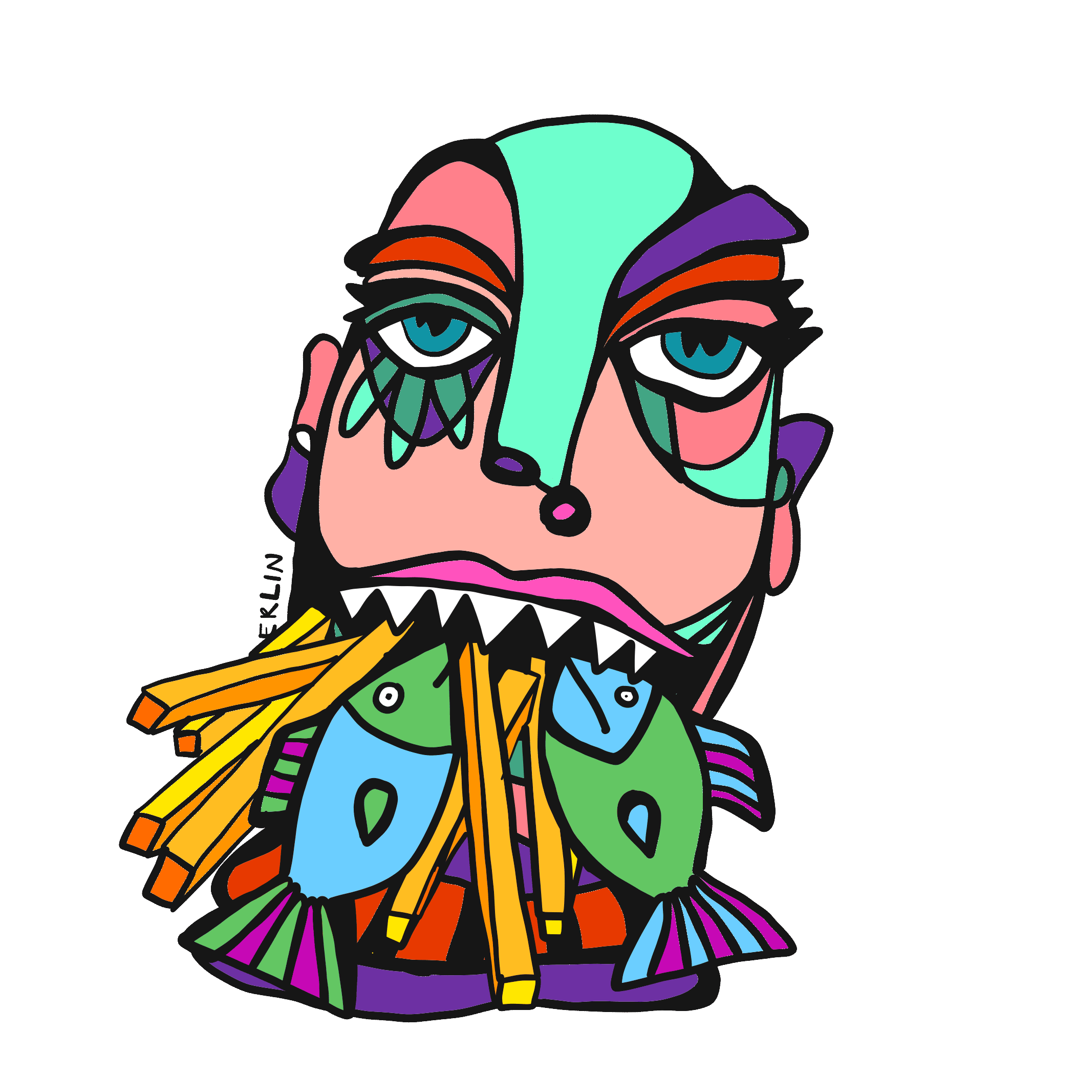 2100x2100 Fish Chips Eating Sticker For Ios Android Giphy