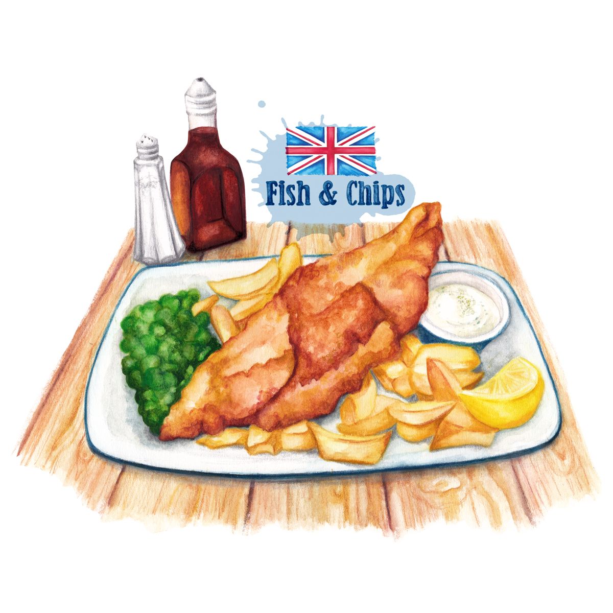1200x1200 Food Illustration British Favourite Fish And Chips Food