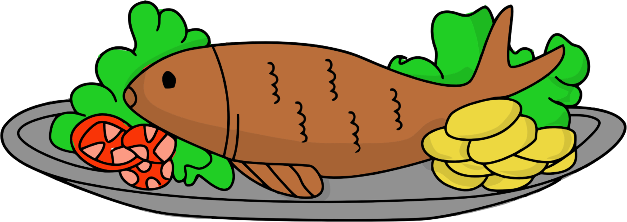 2112x750 Fried Fish Food Frying Drawing Cc0