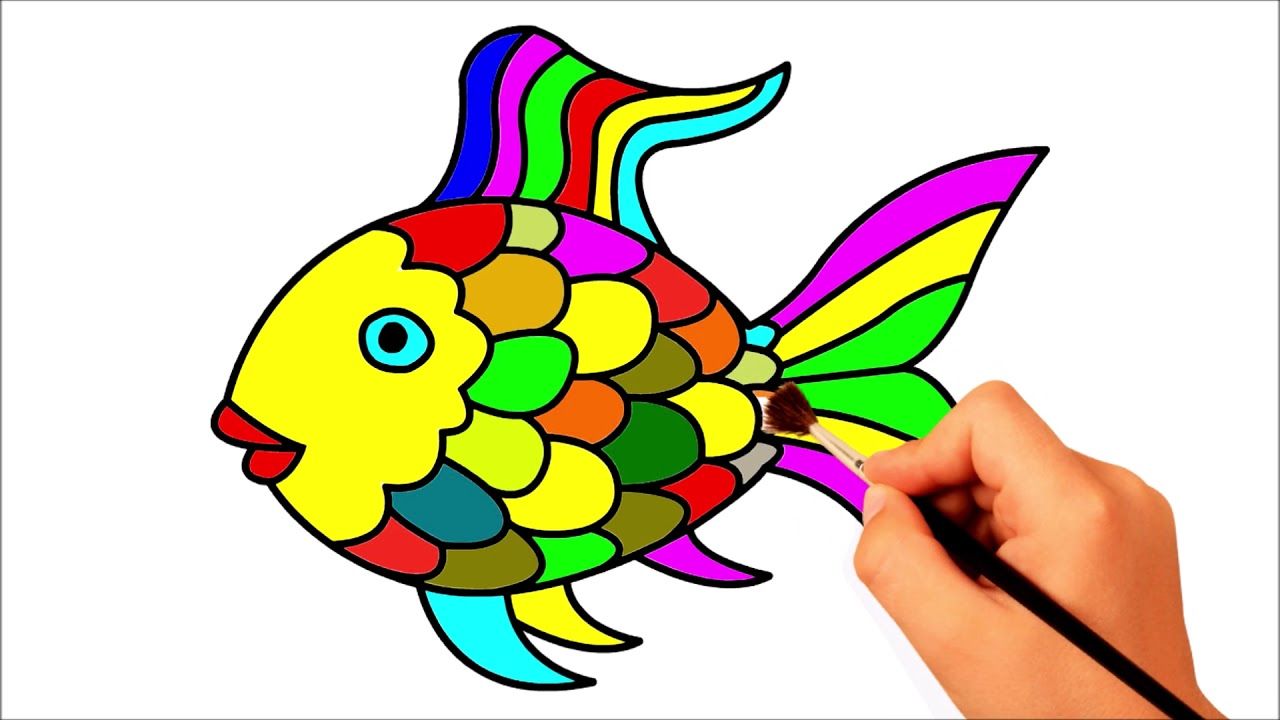 1280x720 Rainbow Fish Drawing Coloring Coloring