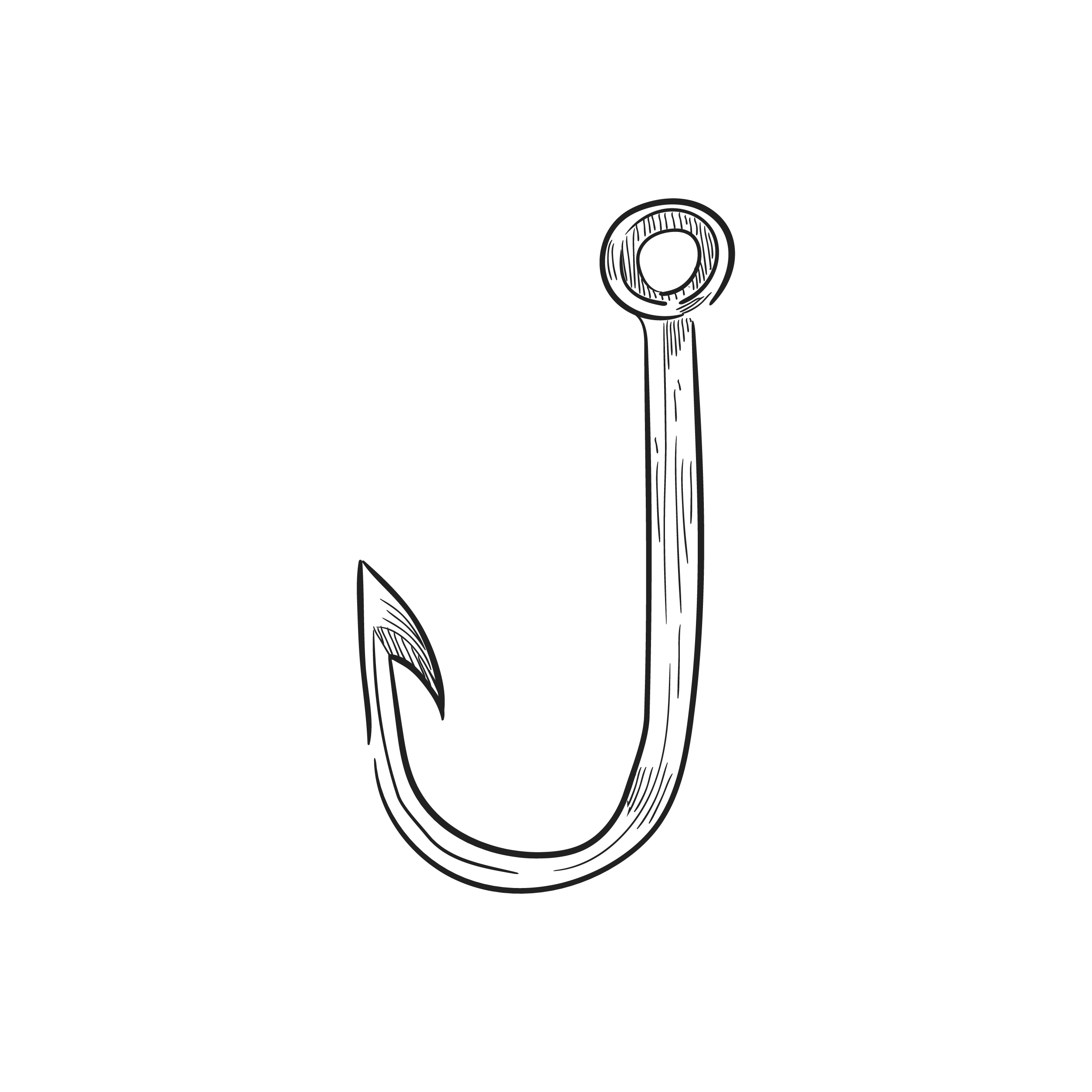 2501x2500 Vintage Illustration Of A Fishing Hook