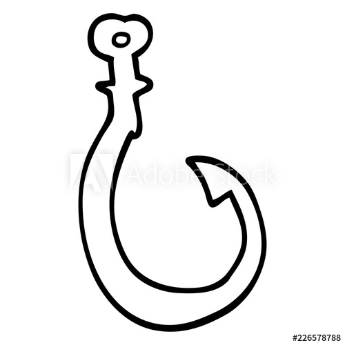 500x500 Line Drawing Cartoon Big Fish Hook