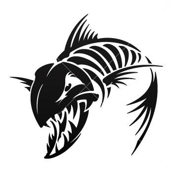 350x350 Simple Color Vinyl Aggressive Fish Skeleton Fishing Fish