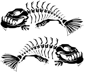 355x296 Skeleton Fish Boat Decals Large Fishing Graphic
