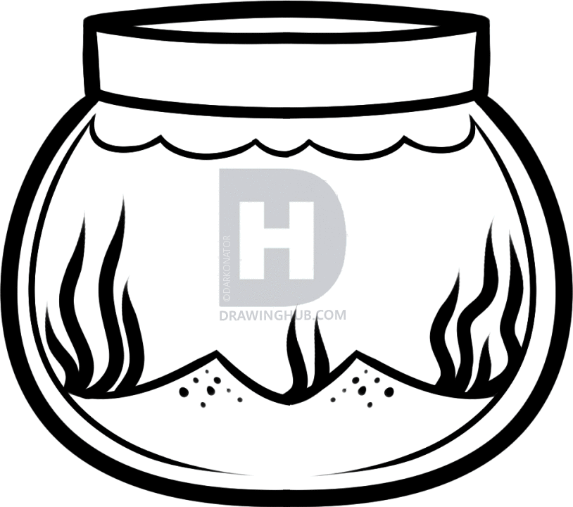 814x720 How To Draw A Fish Tank, Step