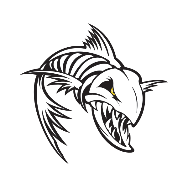 600x600 Printed Vinyl Skeleton Fishbone Power Fishing Stickers Factory