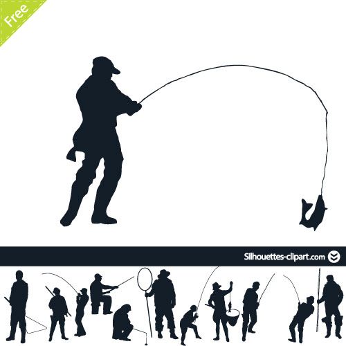 500x500 Fisherman Vector Silhouette Silhouettes Fish Silhouette