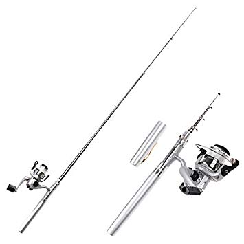 355x355 Hde Mini Collapsible Aluminum Pocket Pen Style Fishing Combo Rod