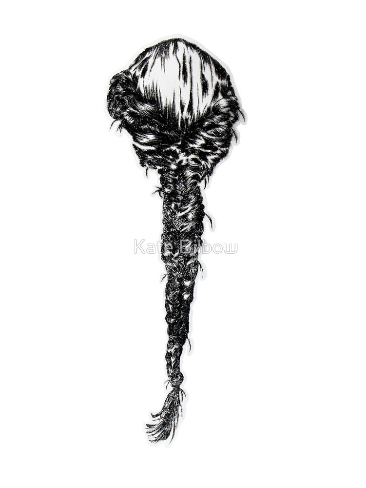 751x1000 Black Fishtail Braid Sticker