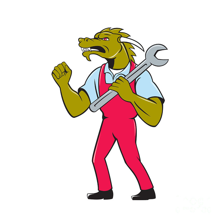 900x900 dragon mechanic spanner fist pump isolated digital art