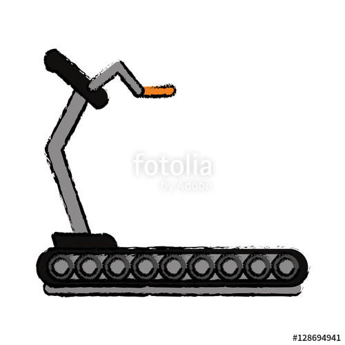 500x500 Drawing Fitness Walking Machine Gym Design Vector Illustration
