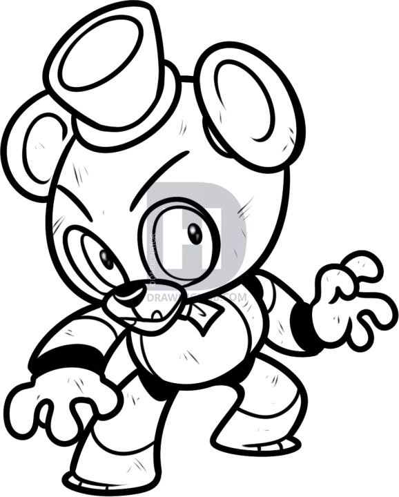 578x720 how to draw chibi freddy fazbear, five nights at freddys, step