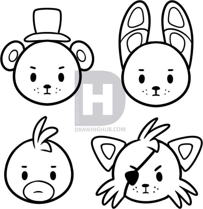 700x720 how to draw five nights at freddys, step