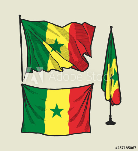 460x500 Senegal Flag On The Wind Drawing, Flag Of Senegal On The Wall