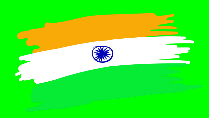 852x480 India Drawing Flag On Green Stock Footage Video