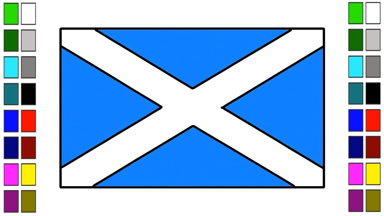 1280x720 How To Draw Scotland Flag Color Learn For Kids Easily Step