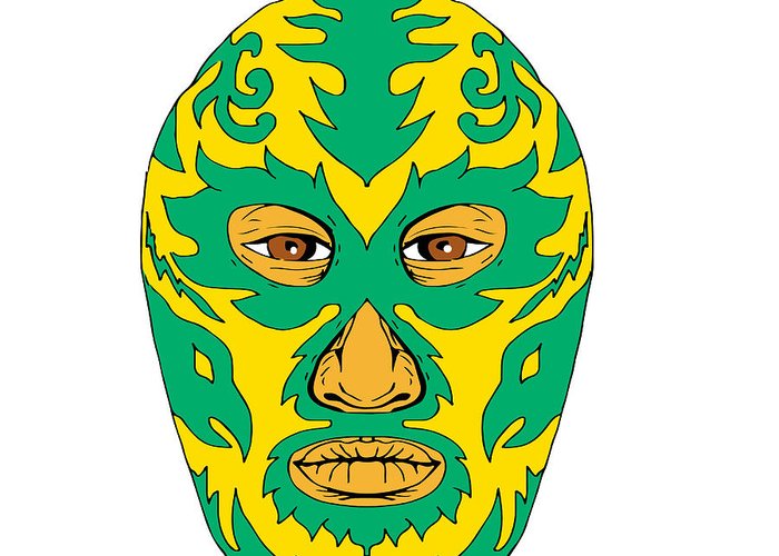 700x500 Luchador Mask Flame Fire Bolt Drawing Greeting Card For Sale