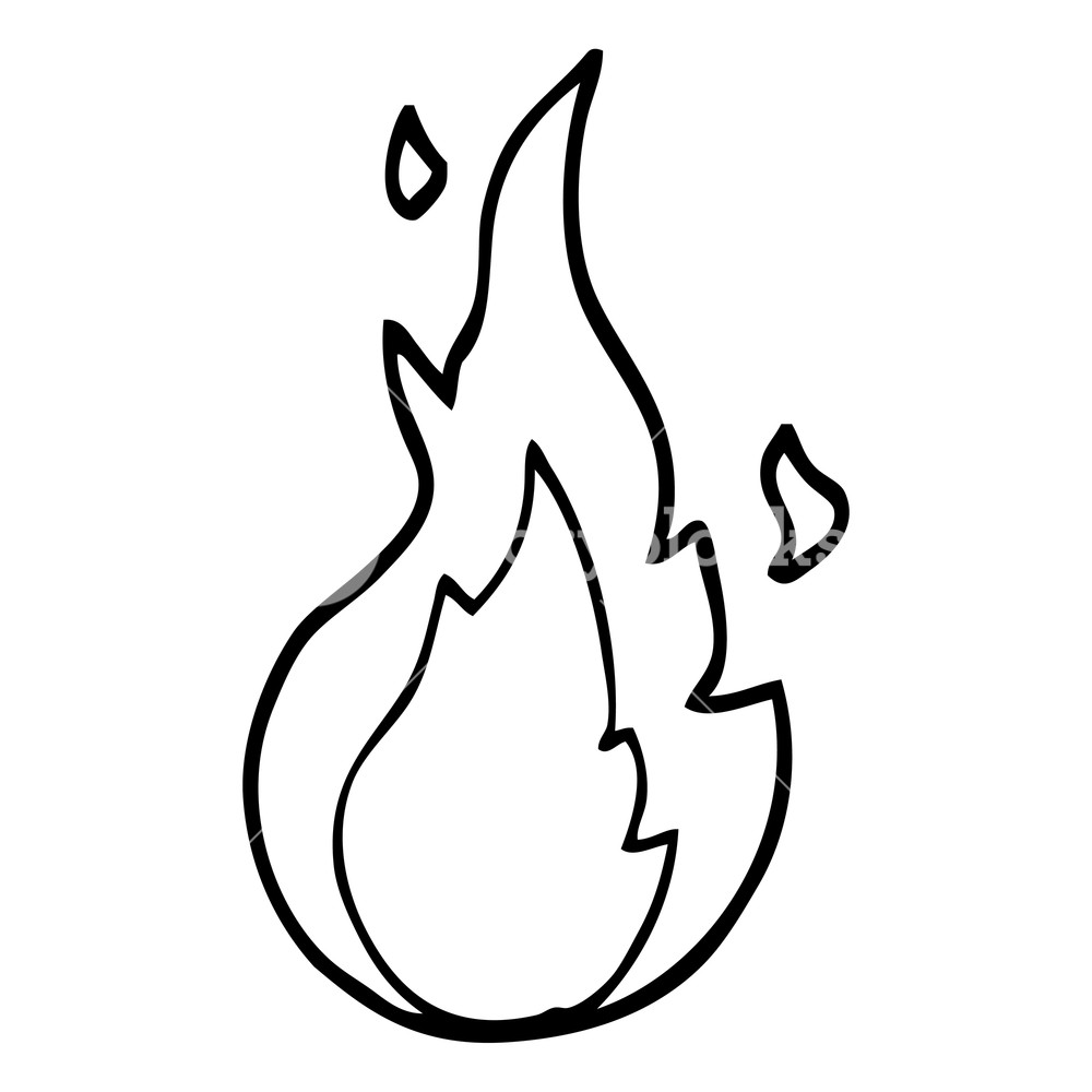 1000x1000 Black And White Cartoon Flame Symbol Royalty Free Stock Image