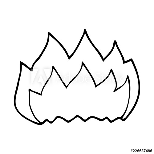 500x500 Line Drawing Cartoon Hot Flame