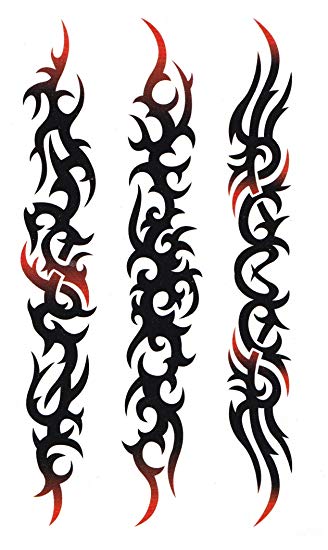 328x550 Tribal Flame Red Touch Whole Body Tattoo Art Transfer Sheet