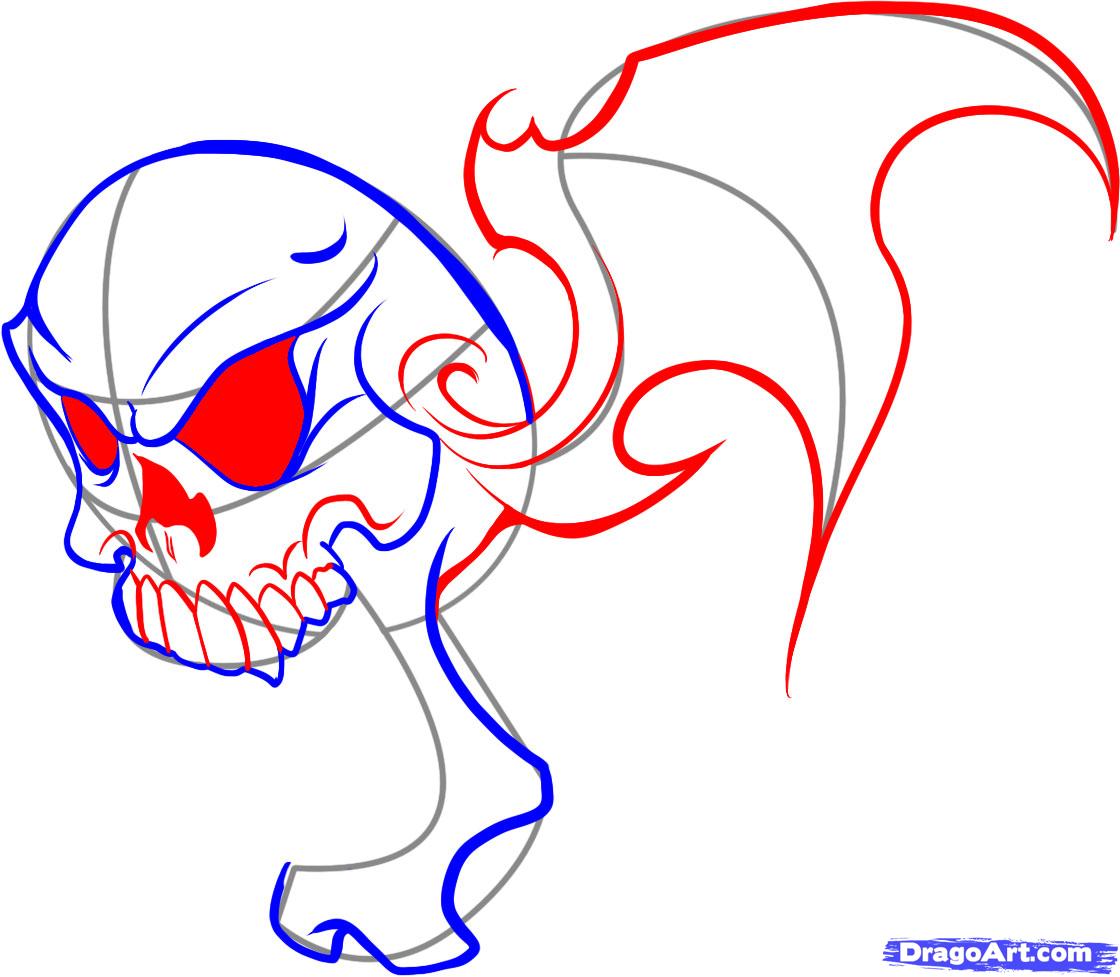 1120x977 How To Draw A Tattoo A Skull In A Flame A Pencil Step