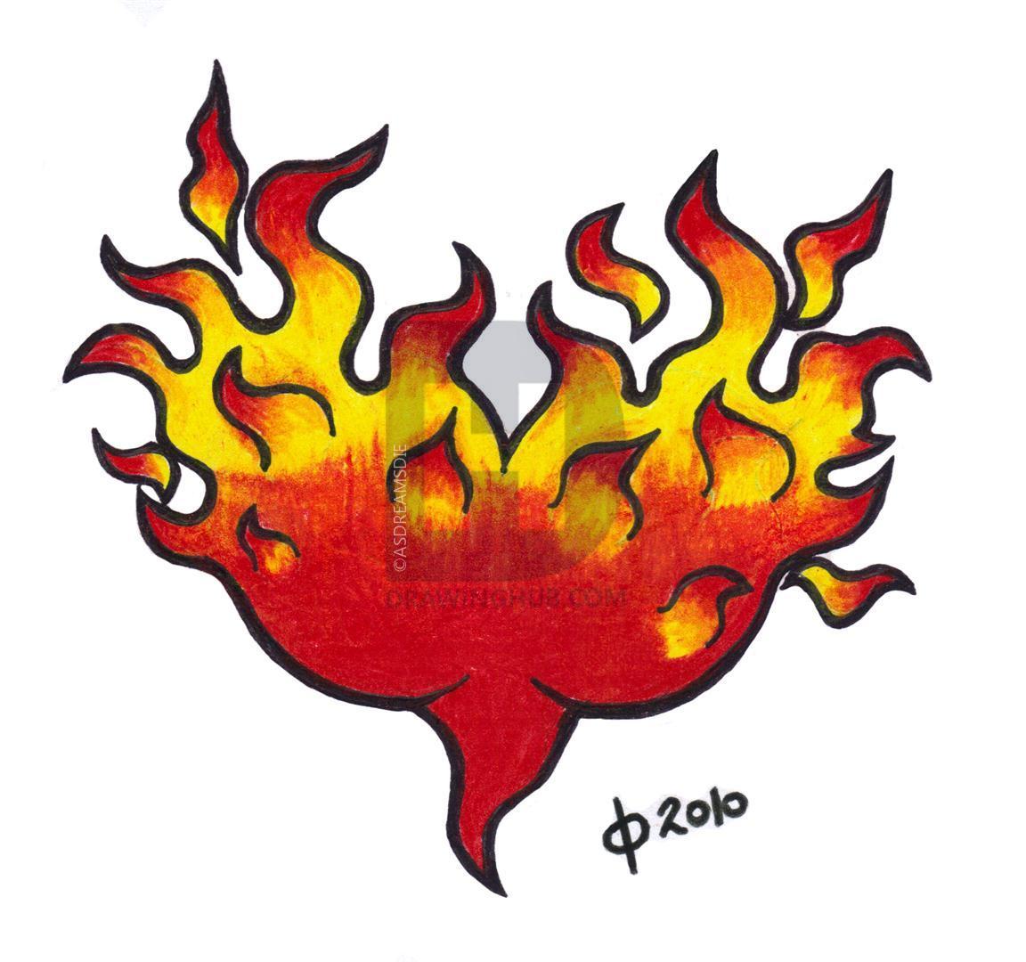 Flaming Heart Drawing | Free download on ClipArtMag