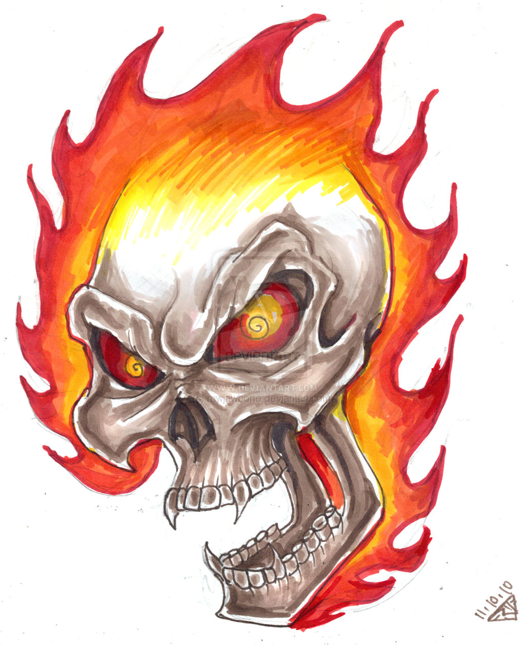 1024x1257 Flaming Skull Sketches