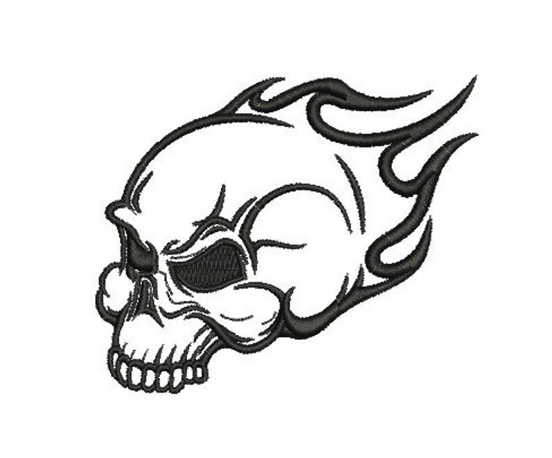 794x659 Flaming Skull Embroidery Design Etsy