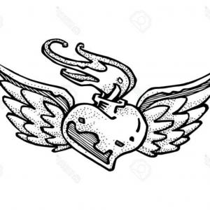 300x300 Flying Flaming Skull With Fire Wings Vector Clipart Sohadacouri