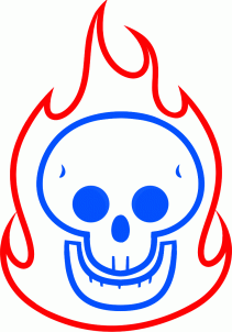 211x302 Draw A Flaming Skull For Kids, Step