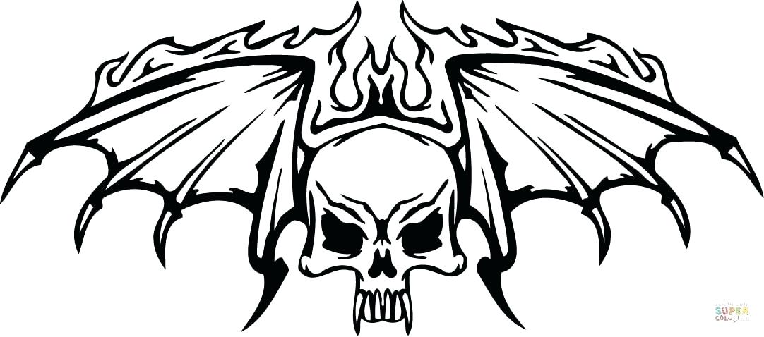 1082x478 Flaming Skull Coloring Pages Click The Skull With Wings In Flames