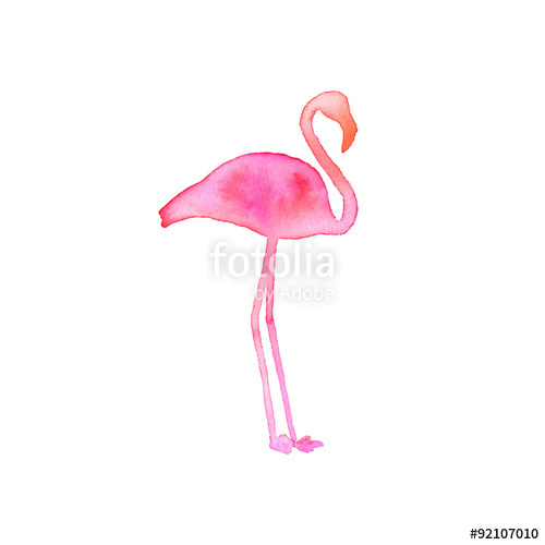 500x500 Flamingo Hand Drawn Silhouette Of Bird Real Watercolor Drawing