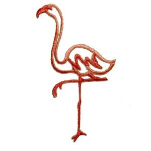 300x300 Pink Flamingo Outline Patch Left Bird Embroidered Iron