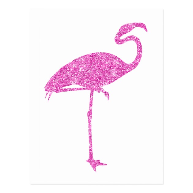 630x630 Pink Flamingo Faux Glitter Flamingos Tropical Bird Postcard